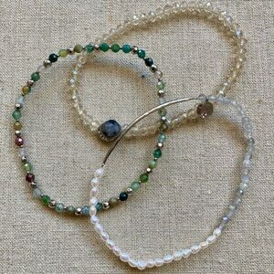 Stella & Dot Collector's Box Stretch Trio Bracelet Bluegreen